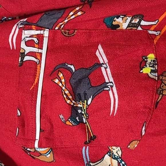 OLD NAVY Pajamas, XXL, 2018 Dogs, Red, 2pc, Top & Pants, Flannel - Picture 7 of 16